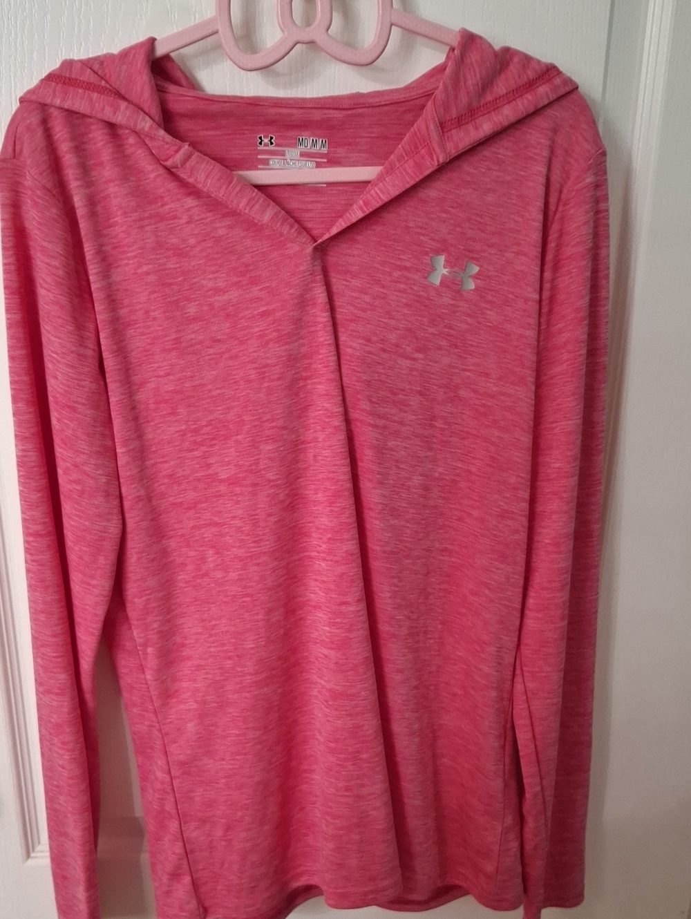 Under Armour Women's Heathered Pink Hooded Long-Sleeve Pullover Size M  Like New
